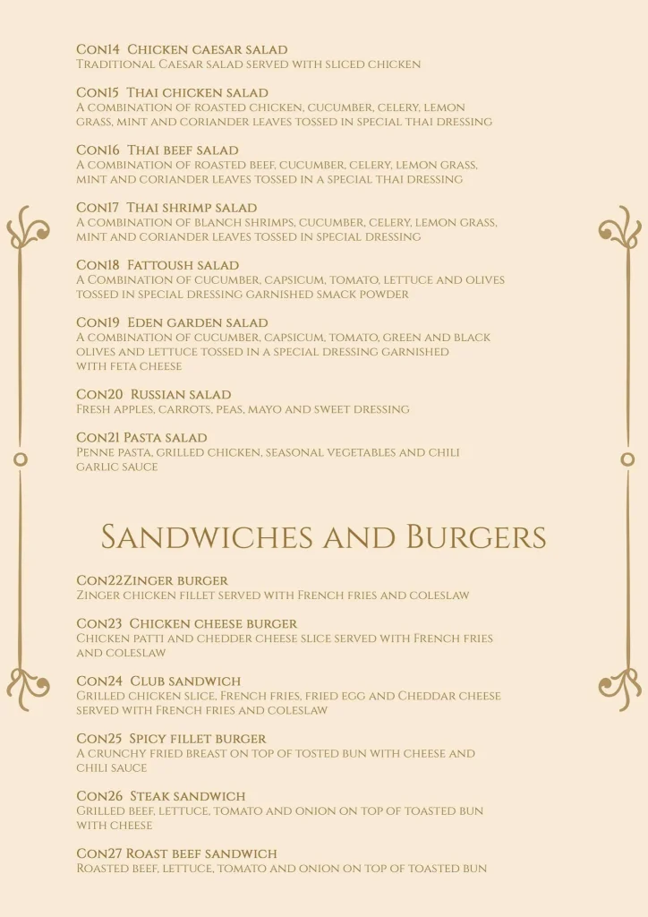 Chahaar Baagh Continental Menu 2