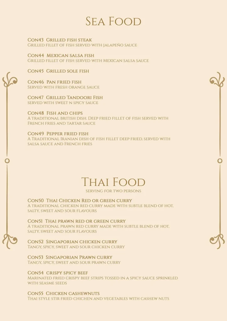 Chahaar Baagh Continental Menu 4