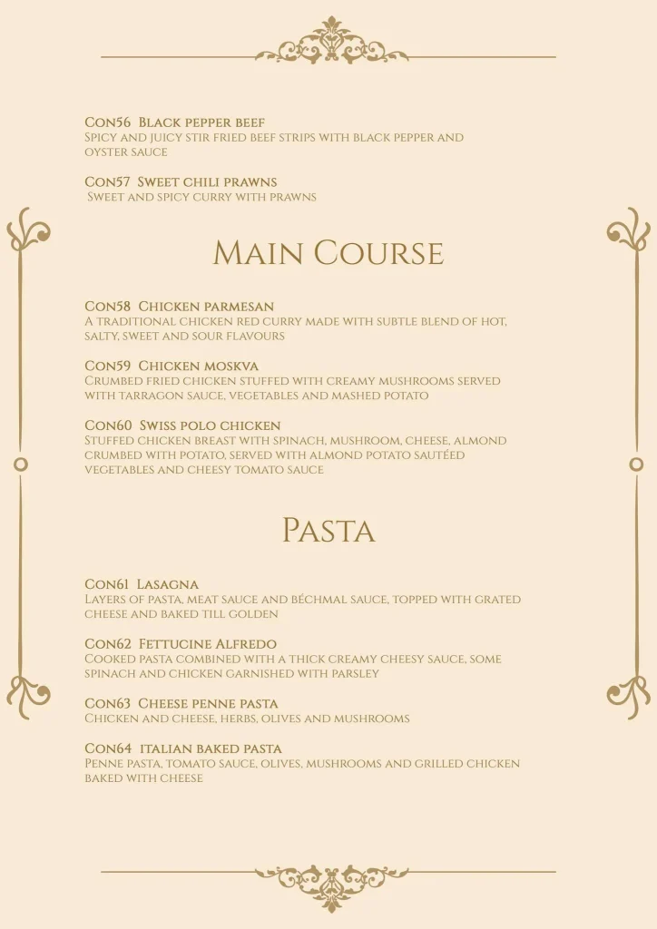 Chahaar Baagh Continental Menu 5