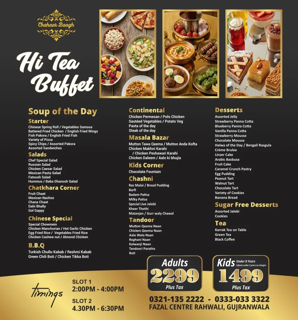 Chahaar Baagh Hi Tea Menu