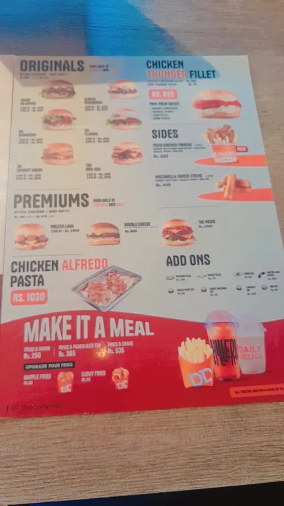 Daily Deli Originals & Premium Menu