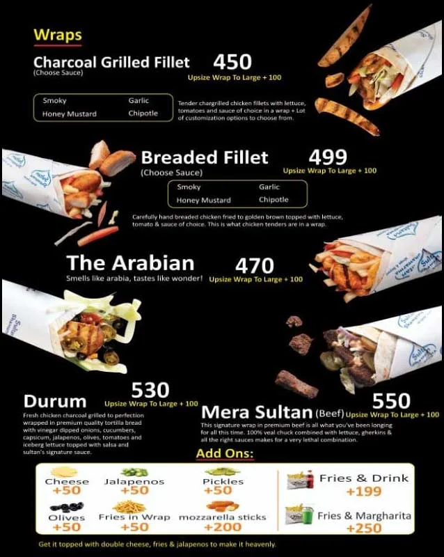 Sultan Shawarma Lahore Menu 3