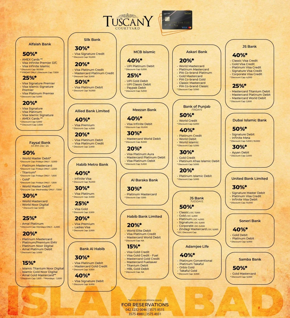 Tuscany Courtyard Bank Discounts