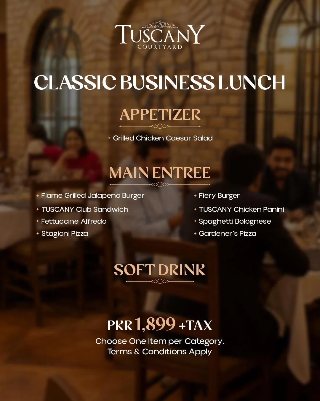 Tuscany Courtyard Classic Business Lunch Menu