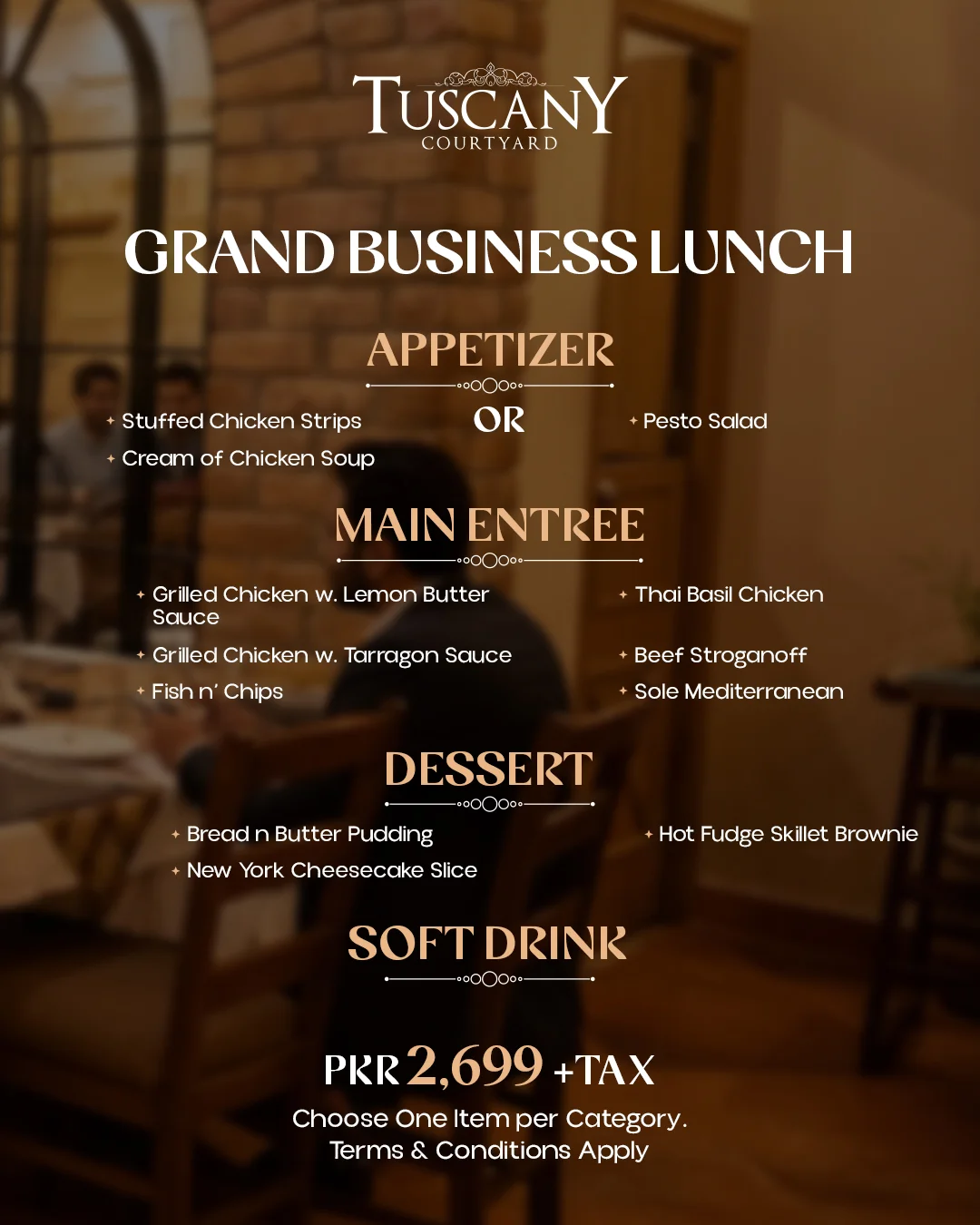 Tuscany Courtyard Grand Business Lunch Menu