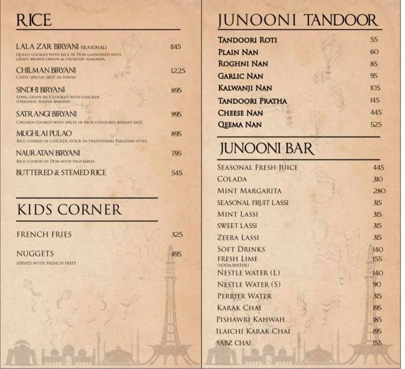 Junoon Restaurant Menu 2
