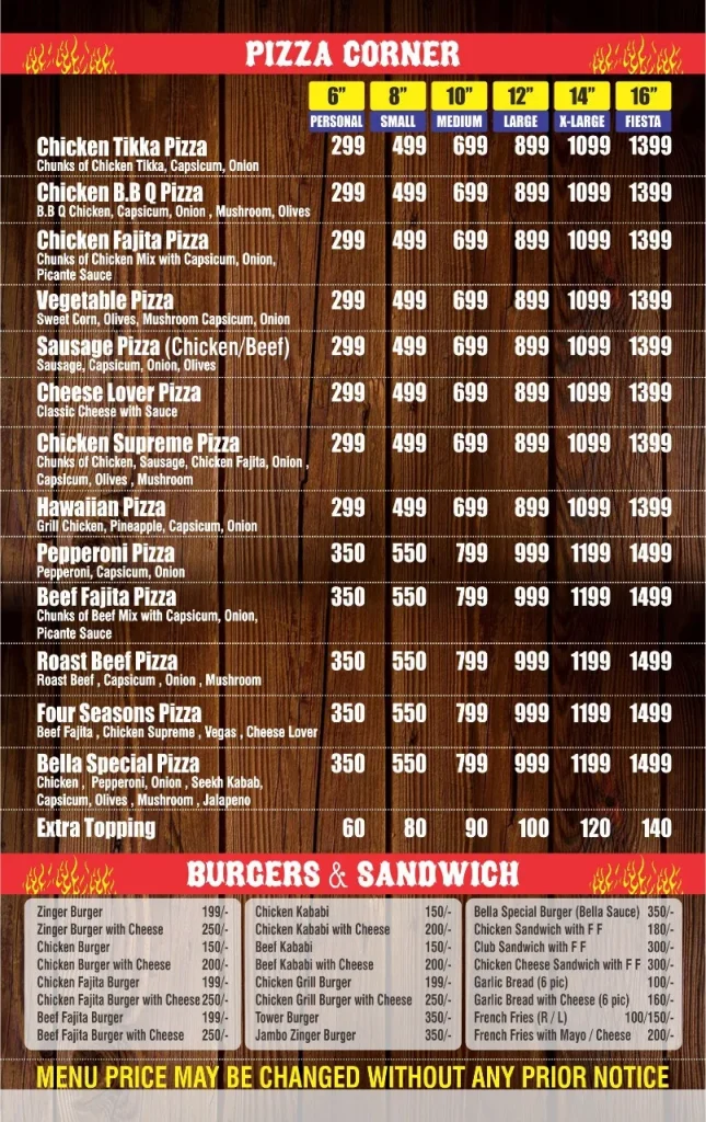 Pizza Bella Islamabad Menu 3