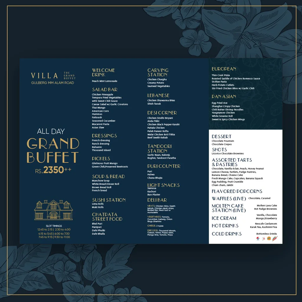 Villa the grand Buffet Menu 4