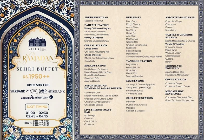 Villa the grand Buffet Ramadan Sehri Buffet