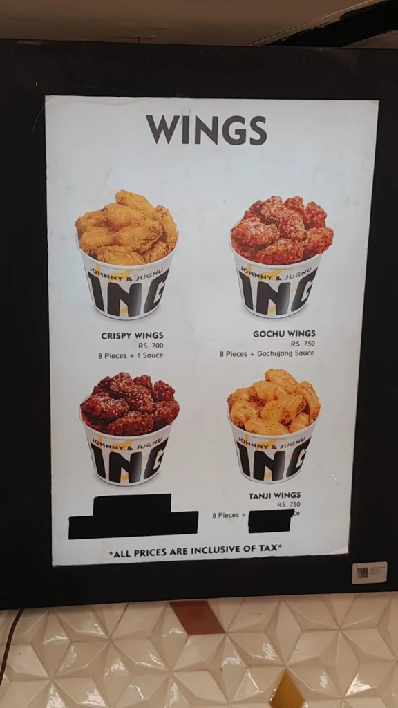 Johnny and Jugnu Menu 3
