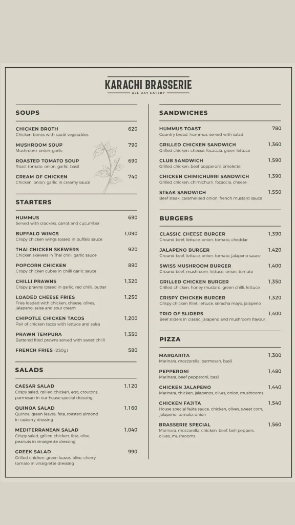 Karachi Brasserie Menu 2