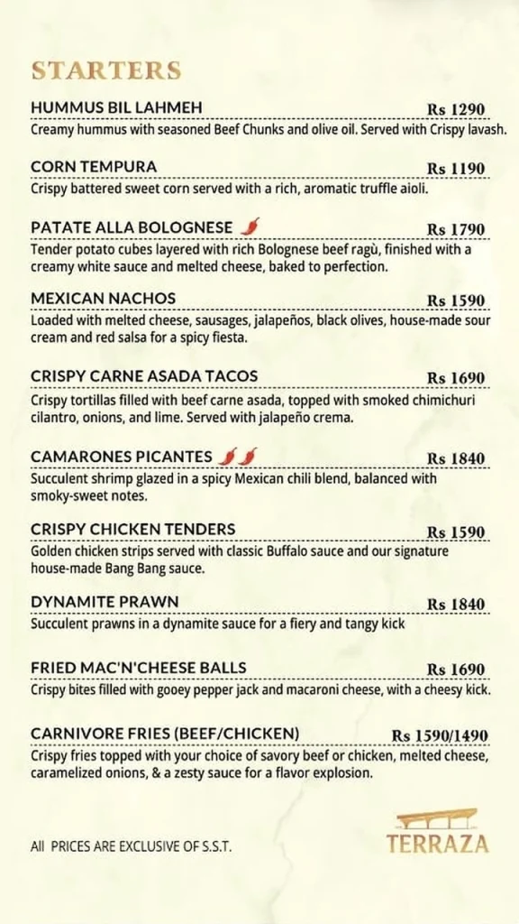 Terraza Karachi Menu 4