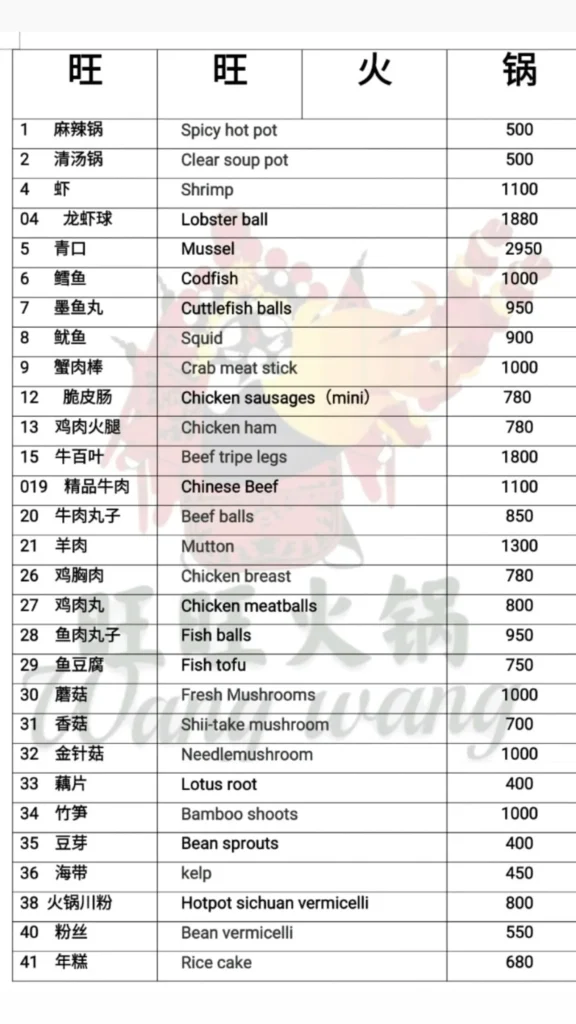 Wang Wang Menu 1
